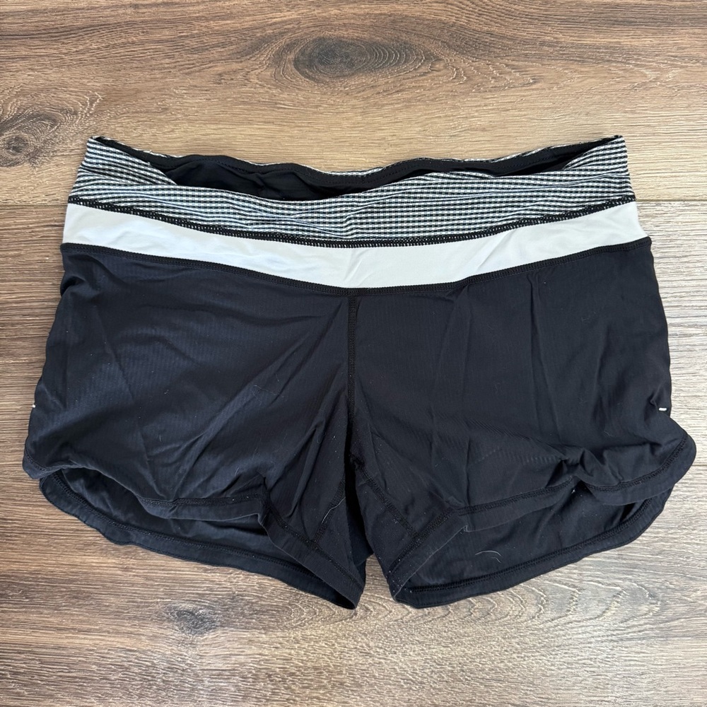Lululemon Groovy Run Athletic Shorts, Striped Waistband, Black